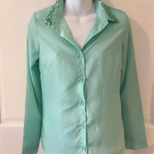 Charolette Russe Sequence Button Up Dress Shirt